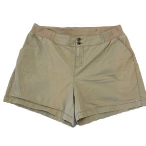 Lane Bryant Pull On  Khaki Style Tan Shorts Elastic Waist. Size 14 Super Comfy